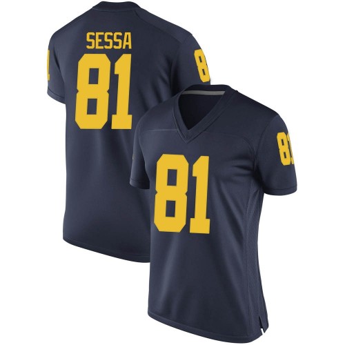 Will Sessa Michigan Wolverines Women's NCAA #81 Navy Game Brand Jordan College Stitched Football Jersey LKP5254RQ